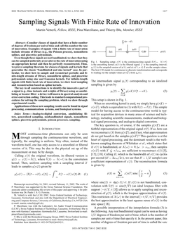 Sampling Signals with Finite Rate of Innovation Martin Vetterli, Fellow, IEEE, Pina Marziliano, and Thierry Blu, Member, IEEE