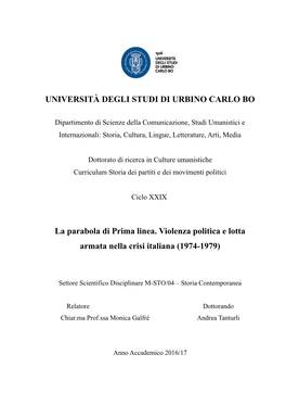 Università Degli Studi Di Urbino Carlo Bo