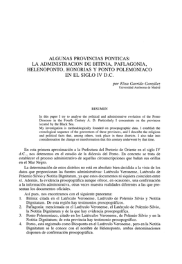 Algunas Provincias Pónticas: La Administración De Bitinia