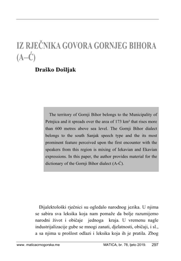 Iz Rječnika Govora Gornjeg Bihora (A–Ć)