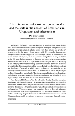 The Interactions of Musicians, Mass Media and the State in The