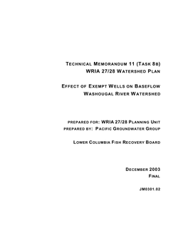 Technical Memorandum (Task 8B) Effects of Exempt Wells on Baseflows Washougal