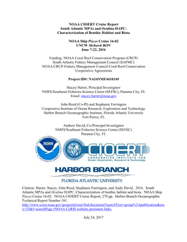 Characterization of Benthic Habitat and Biota NOAA Ship