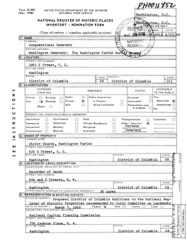 Congressional Cemetery Historic District National Register Nomination