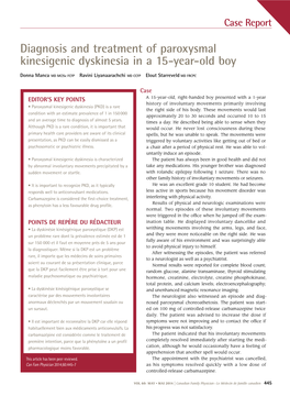 Diagnosis and Treatment of Paroxysmal Kinesigenic Dyskinesia in a 15-Year-Old Boy