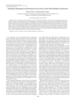 Testing the Monophyly and Placement of Lepechinia in the Tribe Mentheae (Lamiaceae)