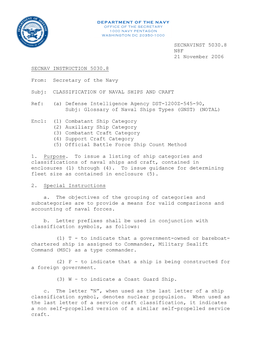 Classification of Naval Ships and Craft