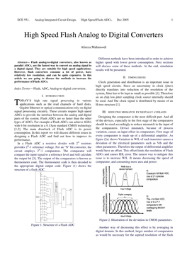 High Speed Flash Analog to Digital Converters