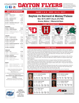 Dayton Vs Harvard & Maine/Tulane
