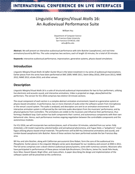 Linguistic Margins/Visual Atolls 16: an Audiovisual Performance Suite