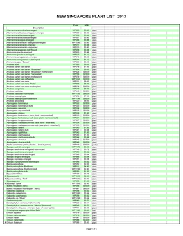 New Singapore Plant List 2013