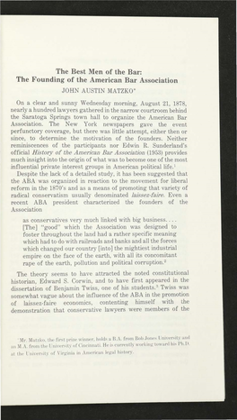 The Founding of the American Bar Association