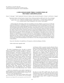 A New Lineage-Based Tribal Classification of the Family Caryophyllaceae