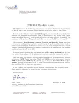 SMS 2014: Director's Report
