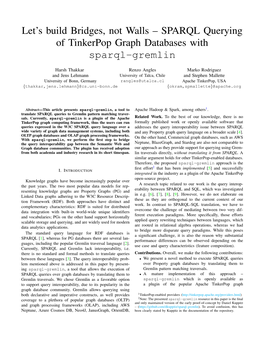 SPARQL Querying of Tinkerpop Graph Databases with Sparql-Gremlin