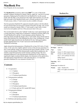 Macbook Pro ­ Wikipedia, the Free Encyclopedia Macbook Pro from Wikipedia, the Free Encyclopedia