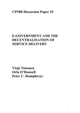 E-Government and the Decentralisation of Service Delivery