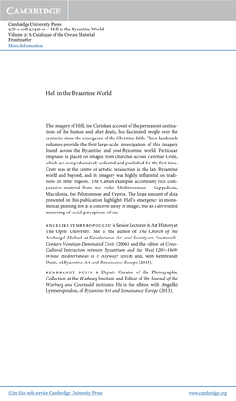 Hell in the Byzantine World Volume 2: a Catalogue of the Cretan Material Frontmatter More Information