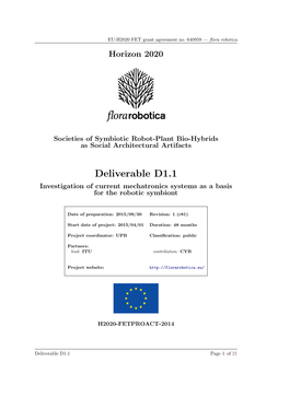 Deliverable D1.1 Investigation of Current Mechatronics Systems As a Basis for the Robotic Symbiont