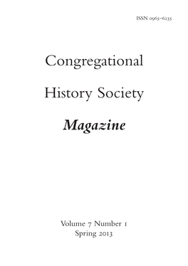 Congregational History Society Magazine Cover 1 April 2013 12:26 Page 1