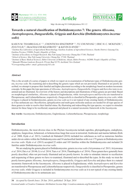 Towards a Natural Classification of Dothideomycetes 7: the Genera Allosoma, Austropleospora, Dangeardiella, Griggsia and Karschia (Dothideomycetes Incertae Sedis)