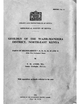 Geology of the Wajir-Mandera District