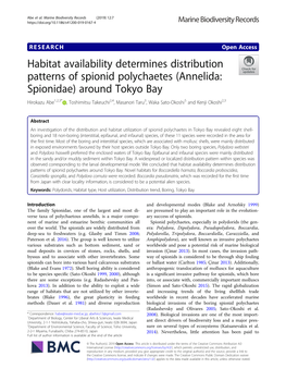 Habitat Availability Determines Distribution Patterns of Spionid