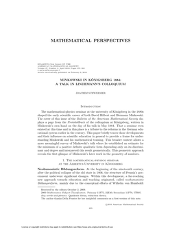 Mathematical Perspectives