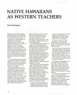 Native Hawaiians As Western Teachers