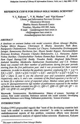 Reference Curve for Indian Role Model Scientists