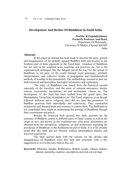 Development and Decline of Buddhism in South India