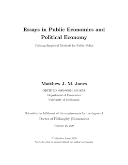 Essays in Public Economics and Political Economy