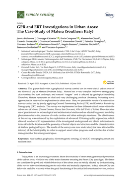 GPR and ERT Investigations in Urban Areas: the Case-Study of Matera (Southern Italy)