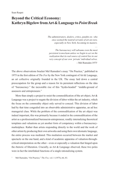 Beyond the Critical Economy: Kathryn Bigelow from Art & Language to Point Break