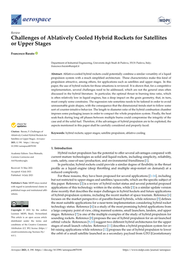 Challenges of Ablatively Cooled Hybrid Rockets for Satellites Or Upper Stages