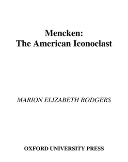 Mencken: the American Iconoclast
