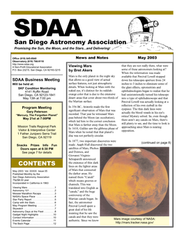 San Diego Astronomy Association CONTENTS