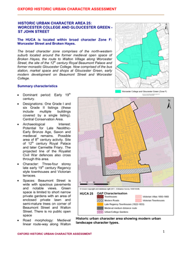 The HUCA Is Located Within Broad Character Zone F: Worcester Street and Broken Hayes