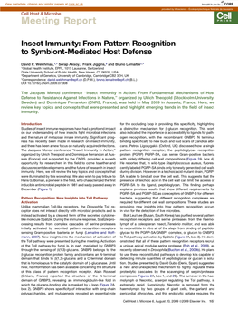 Insect Immunity: from Pattern Recognition to Symbiont-Mediated Host Defense