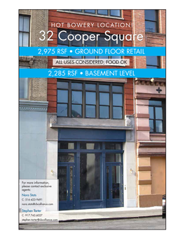 32 Cooper Square  �23&�S�'2/5.$�&,//2�2%4!I