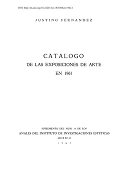 Catalogo De Las Exposiciones De Arte En 1961