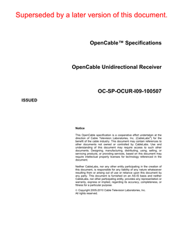 Opencable™ Specifications