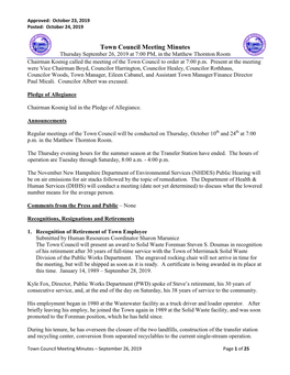 Town Council Meeting Minutes