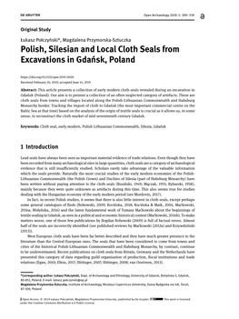 Polish, Silesian and Local Cloth Seals from Excavations in Gdańsk, Poland