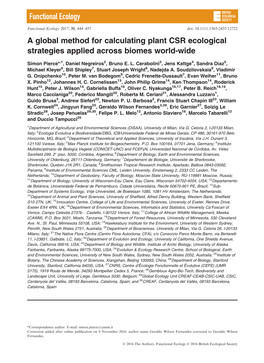 A Global Method for Calculating Plant CSR Ecological Strategies Applied Across Biomes World-Wide