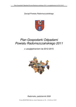 Plan Gospodarki Odpadami Powiatu Radomszczańskiego 2011