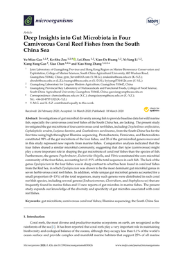 Deep Insights Into Gut Microbiota in Four Carnivorous Coral Reef Fishes from the South China Sea