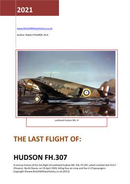 The Last Flight of Hudson Fh.307]