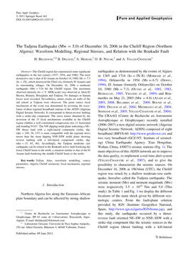 The Tadjena Earthquake