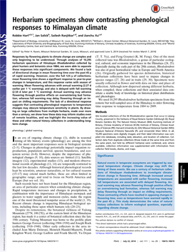 Herbarium Specimens Show Contrasting Phenological Responses to Himalayan Climate